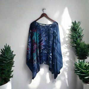 Colorful Abstract Sheer Kaftan Tunic